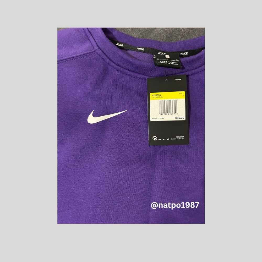 Women's Nike Purple/Charcoal Dolman Pullover Sweatshirt - Medium and Small